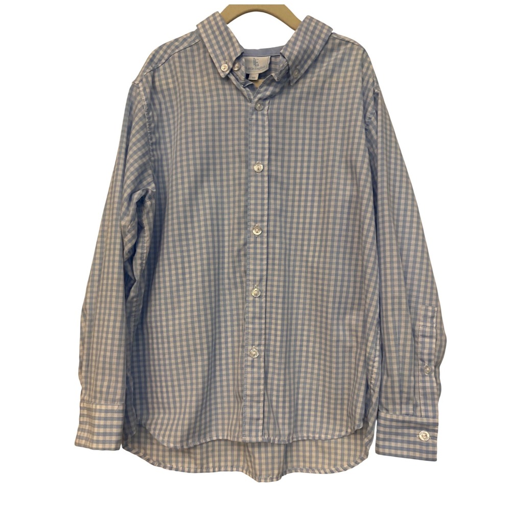 Little‎ English Boys Blue Gingham Button Down Shirt Size 10 Long Sleeve HW0614